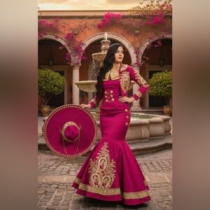 Elegant Pink and Gold Women's Skirt No Hat Included